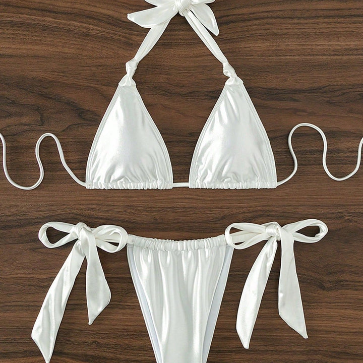 Damen Stilvoller Triangel-Bikini mit Schleifen-Details Echo Archiv