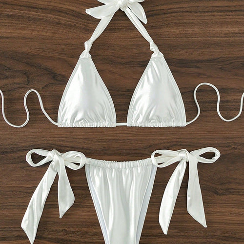 Damen Stilvoller Triangel-Bikini mit Schleifen-Details Echo Archiv