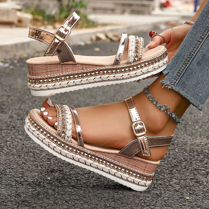 Damen Espadrille Sandalen mit Glitzerdetails und verstellbarem Riemendesign Echoarchiv