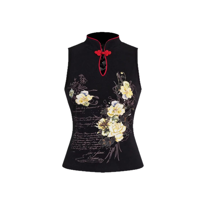 Damen Chinesisches Sticktop mit hochgeschlossenem Design und floralem Motiv Echo Archiv