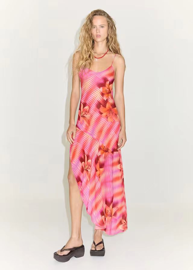 Damen Sommerliches Maxikleid mit asymmetrischem Saum und floralem Design Echo Archiv