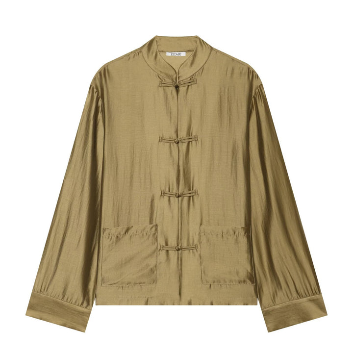Damen Mandarinkragen-Jacke mit Chinesischen Knotenverschlüssen und aufgesetzten Taschen Echo Archiv
