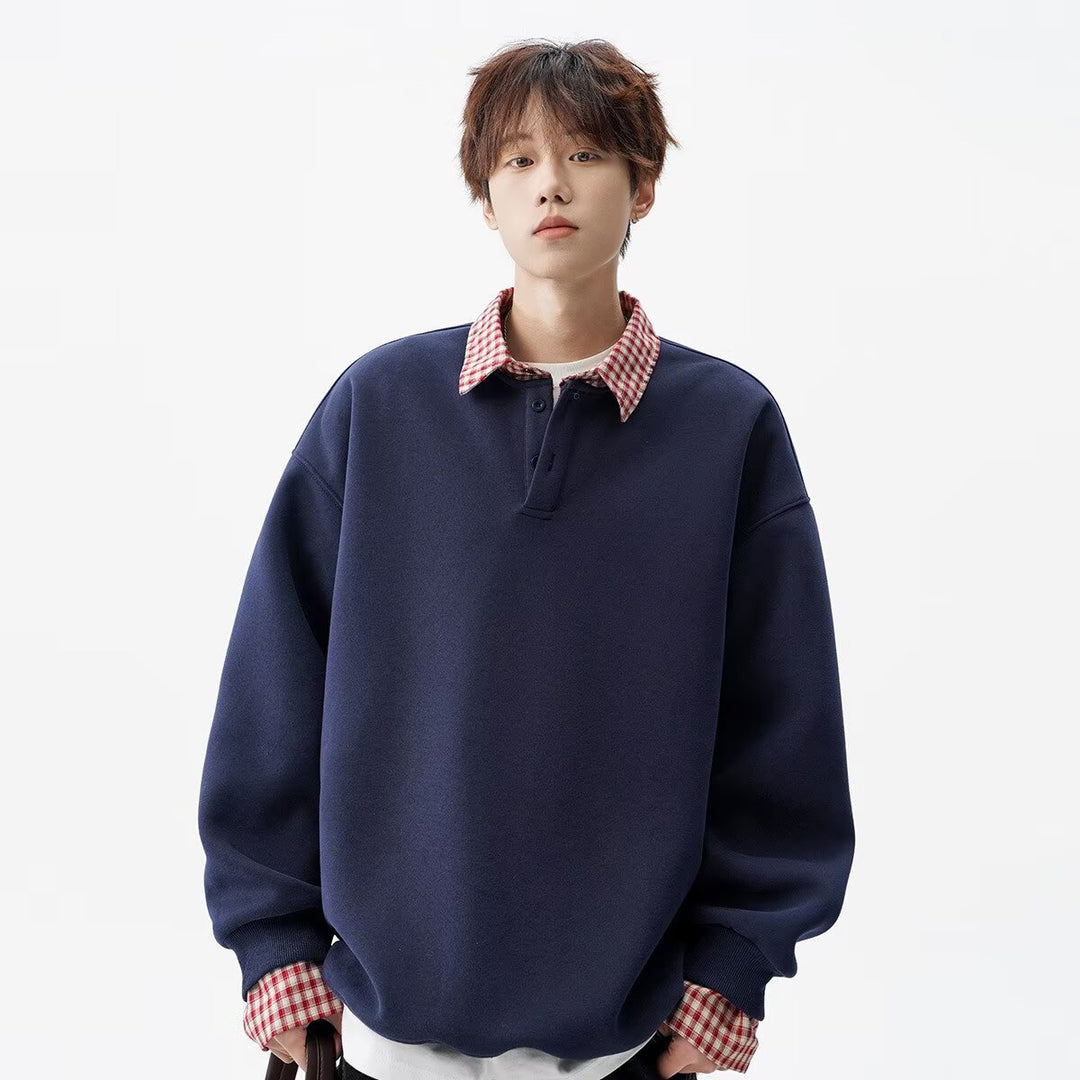 Herren Oversized Sweatshirt mit Kragen Echoarchiv