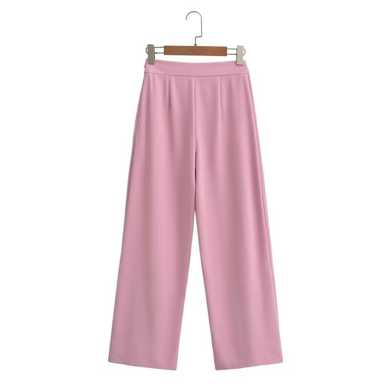Damen nan hochgeschnittene Wide‑Leg Hose aus fließendem Satin mit elastischem Bund und eleganten Bügelfalten Echo Archiv