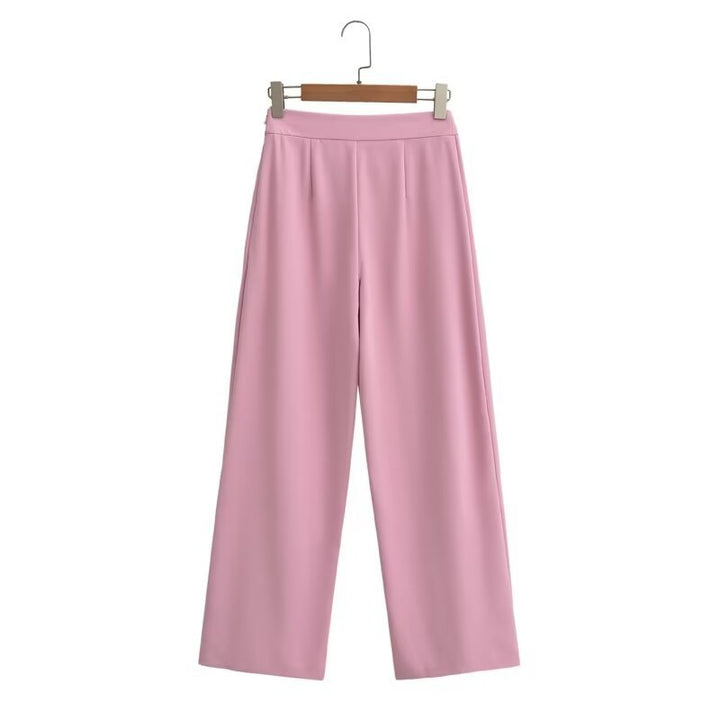 Damen nan hochgeschnittene Wide‑Leg Hose aus fließendem Satin mit elastischem Bund und eleganten Bügelfalten Echo Archiv