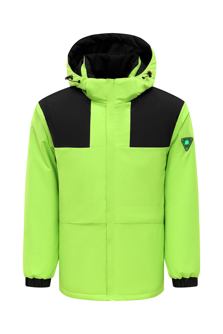 Herren Wattierte Winterjacke mit Kapuze und integriertem Sicherheits‑LED‑Modul, wetterfeste Außenhülle Drune