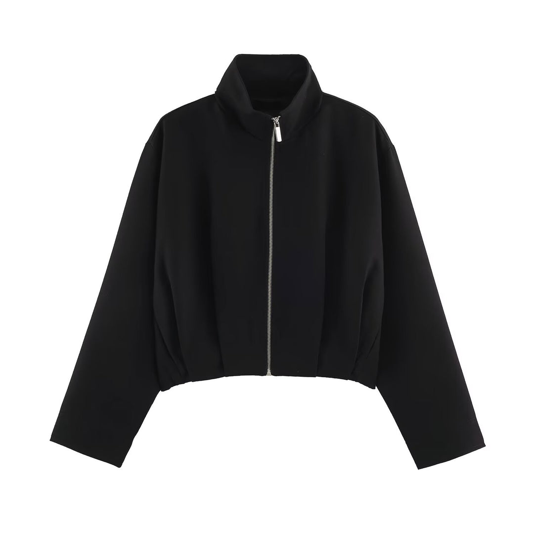 Damen Kurzblouson im Boxy‑Cut mit hohem Stehkragen und elastischem Saum Echo Archiv