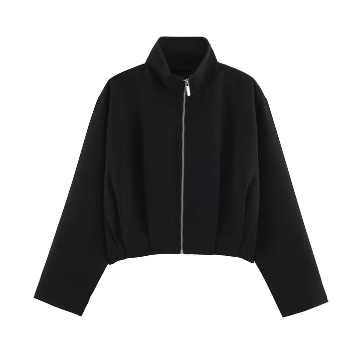 Damen Kurzblouson im Boxy‑Cut mit hohem Stehkragen und elastischem Saum Echo Archiv