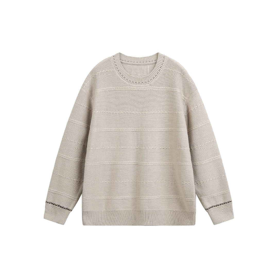 Damen Oversize-Strickpullover mit Strukturstreifen und Rundhalsausschnitt Echoarchiv