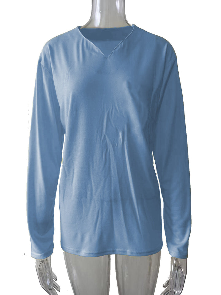 Damen nan legeres Langarmshirt mit V-Notch-Ausschnitt, Brusttasche und lockerer Oversize-Passform Echo Archiv