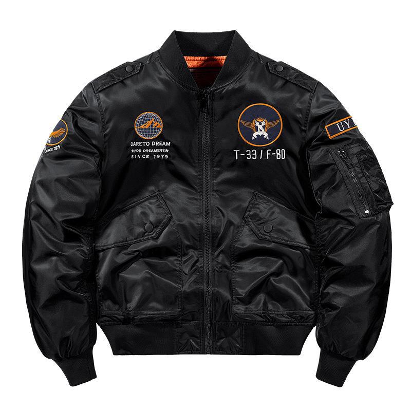 Herren Aviator-Bomberjacke im Military-Look mit gestepptem Thermofutter und Schulterpatches Echoarchiv