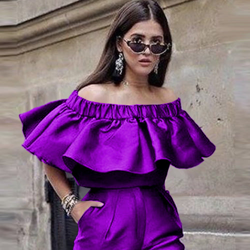 Damen Off-Shoulder Top mit voluminösem Rüschenkragen Echo Archiv