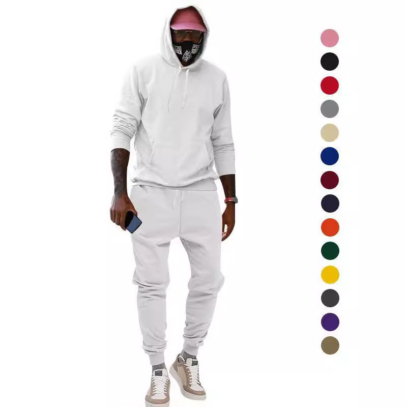 Herren nan lässiges Hoodie- und Jogging-Set aus French Terry mit Kängurutasche, gerippten Bündchen und elastischem Tunnelzugbund Echo Archiv