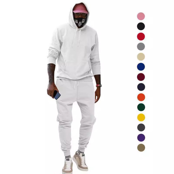 Herren nan lässiges Hoodie- und Jogging-Set aus French Terry mit Kängurutasche, gerippten Bündchen und elastischem Tunnelzugbund Echo Archiv