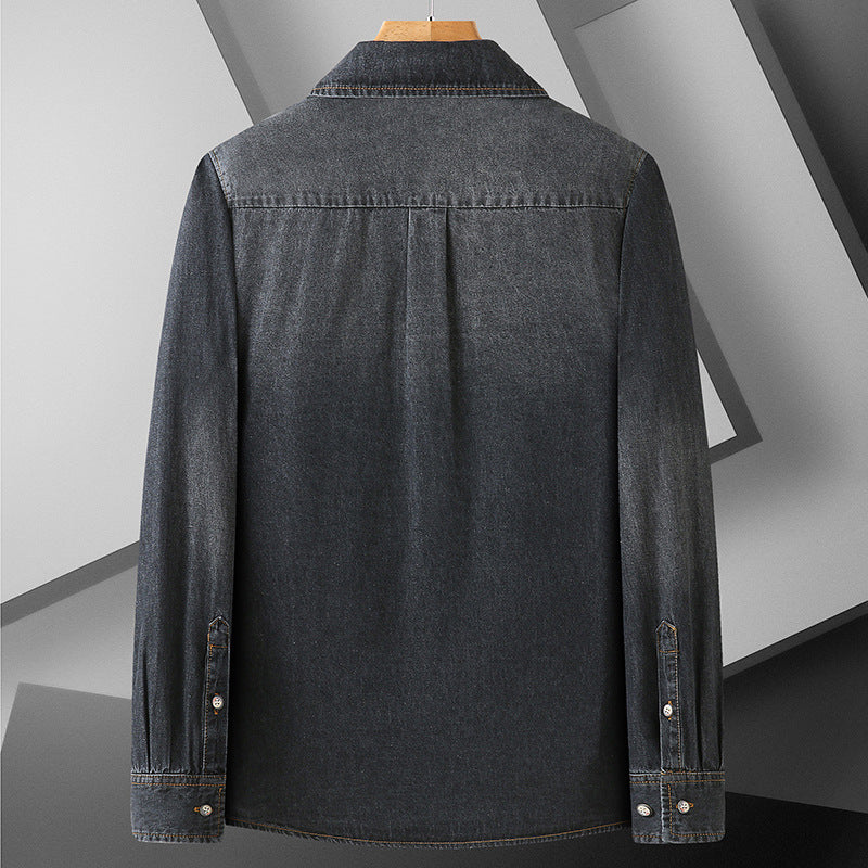 Herren Jeanshemd aus Denim mit Brustpattentaschen und Kentkragen Echo Archiv