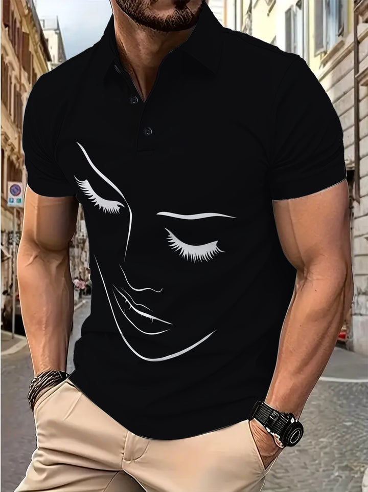 Herren Poloshirt mit kreativem Grafikdruck Echoarchiv