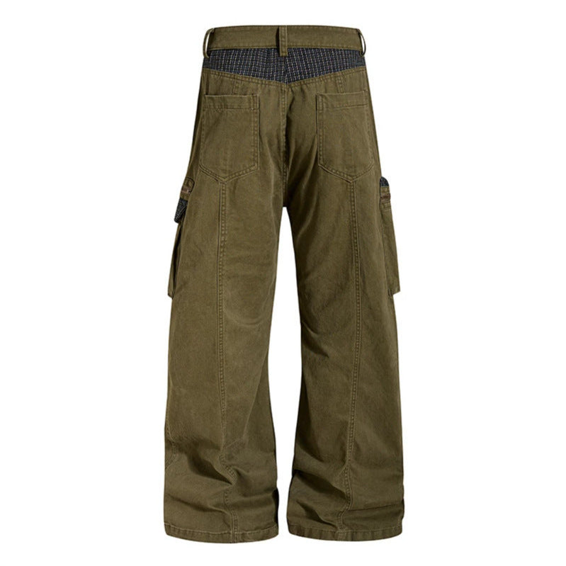 Damen weite Culotte-Cargohose mit Multi-Taschen und Textur-Einsätzen Echoarchiv