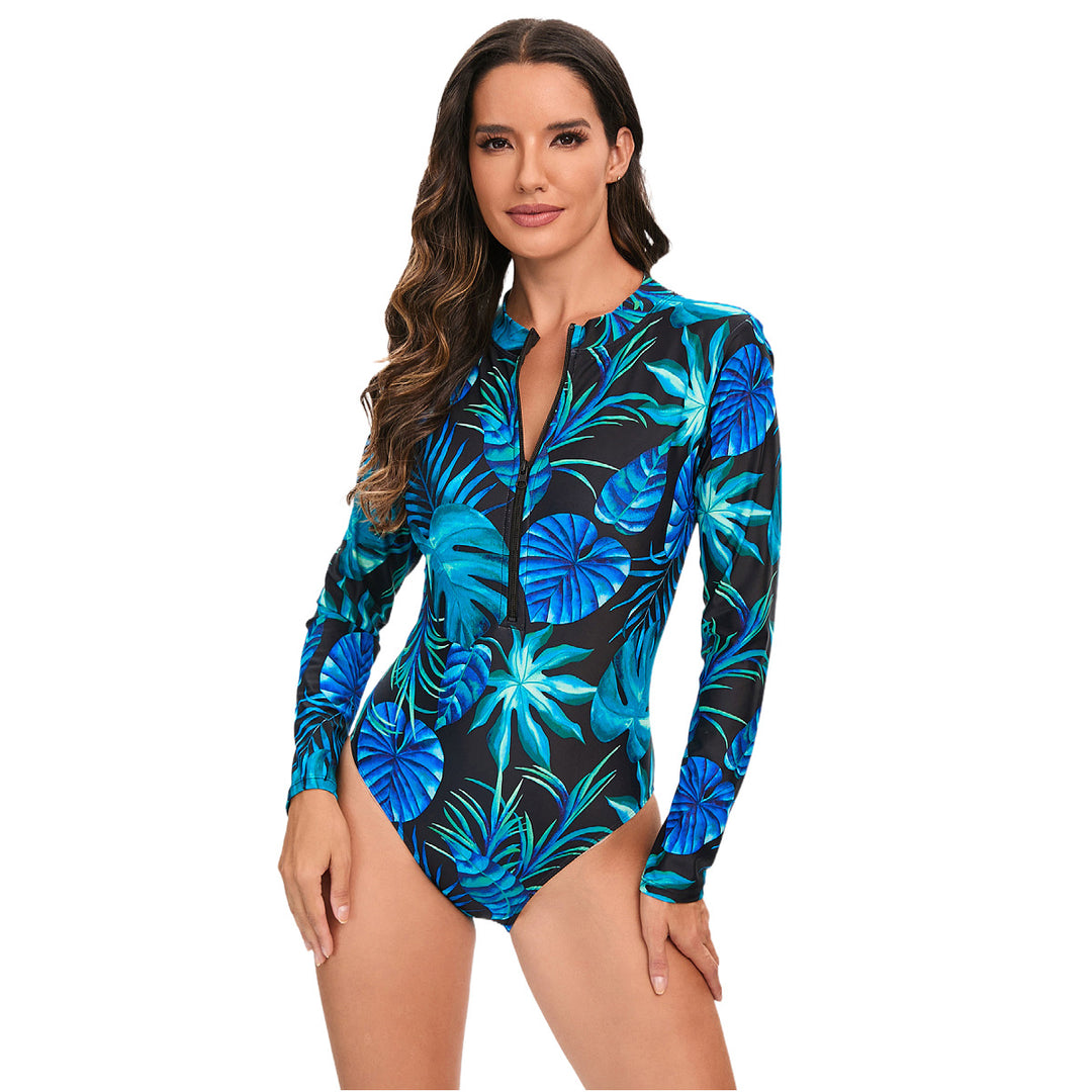 Damen Langarm-Schwimmanzug mit floralem Muster Echo Archiv