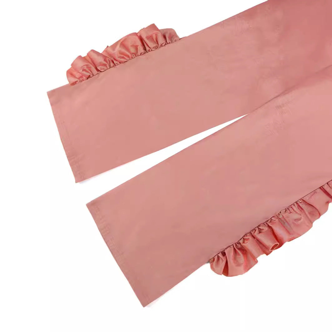 Damen elegante Schnitt Hose mit Rüschendetails Echo Archiv