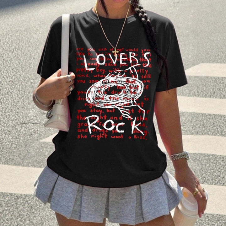 Damen Grafik T-Shirt mit kreativem Schriftzug und lässigem Schnitt Echo Archiv