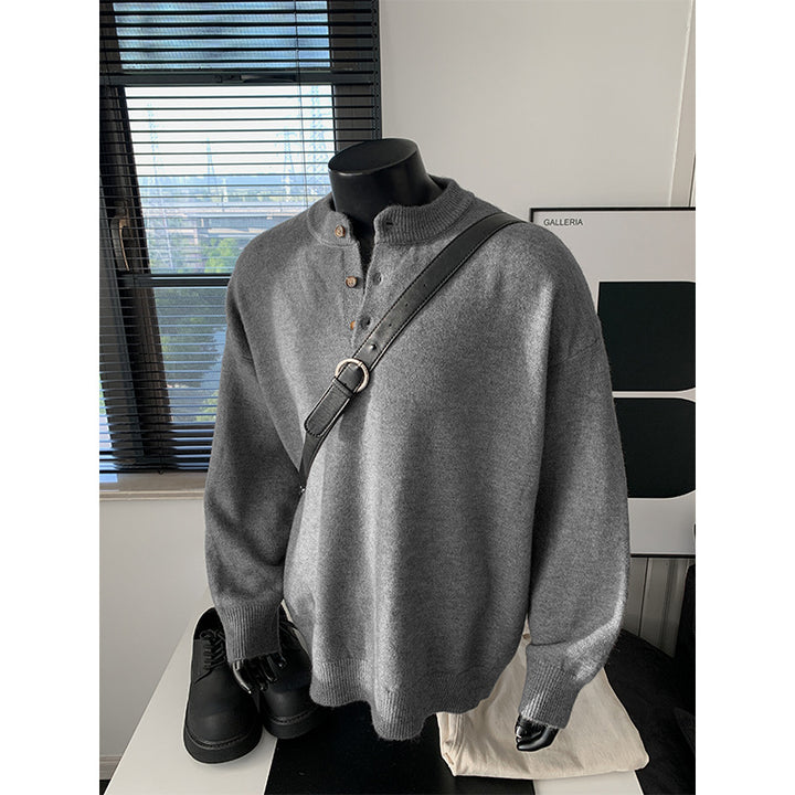 Herren Oversize-Strickpullover mit Henley-Kragen und Halbknopfleiste Echo Archiv