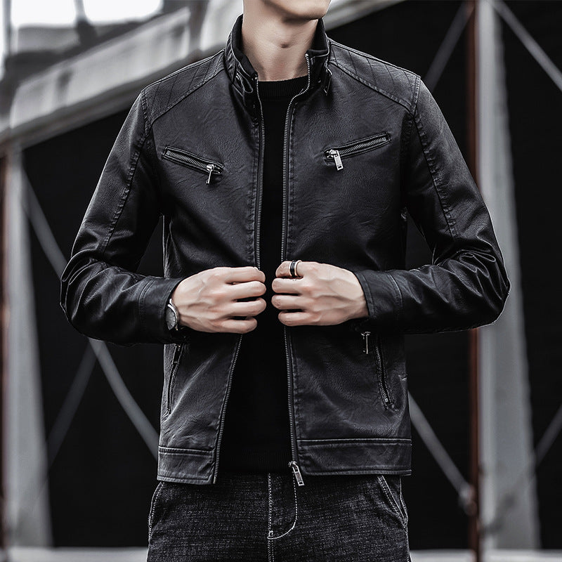 Herren Stilvolle Kunstlederjacke Echo Archiv