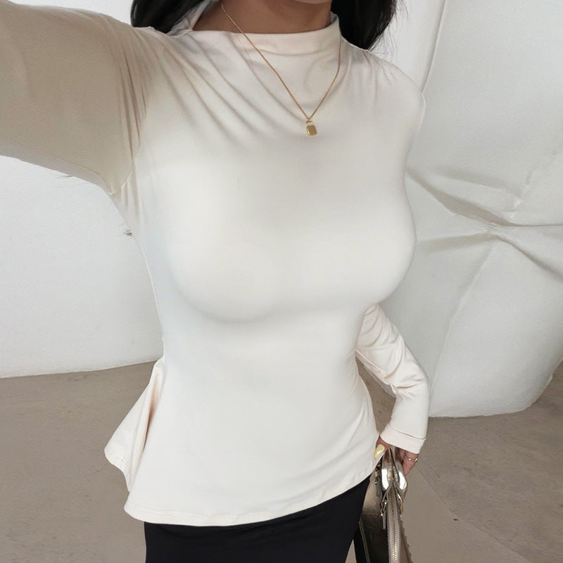 Damen figurbetontes Langarmshirt mit asymmetrischem Ausschnitt und lässigem Schnitt Echo Archiv