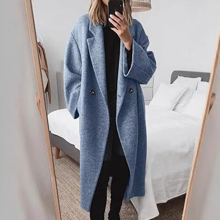 Damen Wollmantel mit strukturiertem Design und oversized Schnitt Echoarchiv