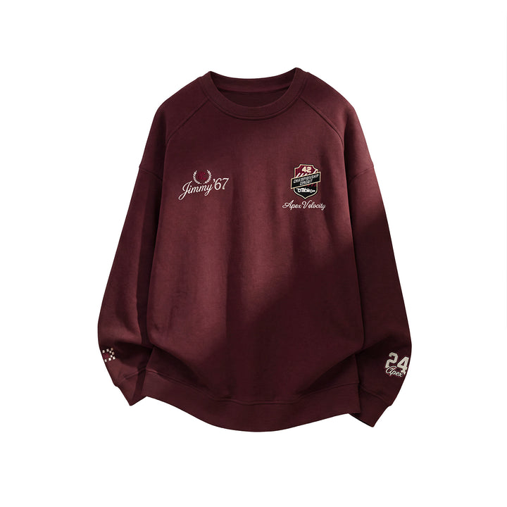 Unisex Oversize-Sweatshirt mit Rennsport-Stickereien und Raglanärmeln Echo Archiv