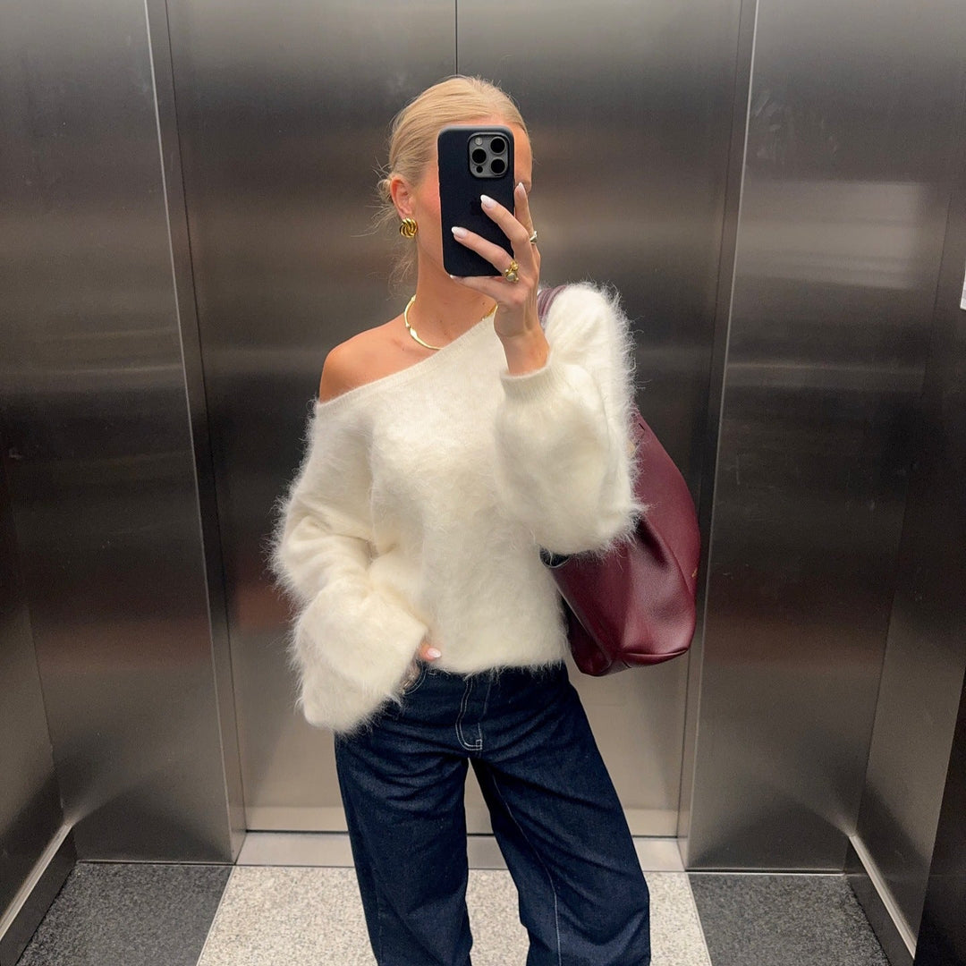 Damen Mohair-Mix Pullover mit Weichem Stoff & Oversized-Ärmeln | Echoarchiv