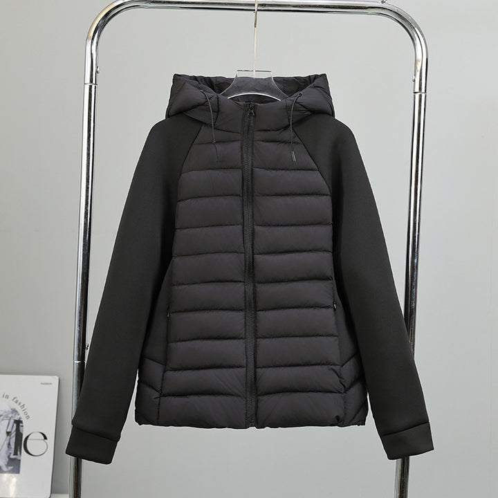 Damen leichte Hybrid-Steppjacke mit mattierter Front, elastischen Ärmelpaneelen und wärmender Thermofüllung – Célinea