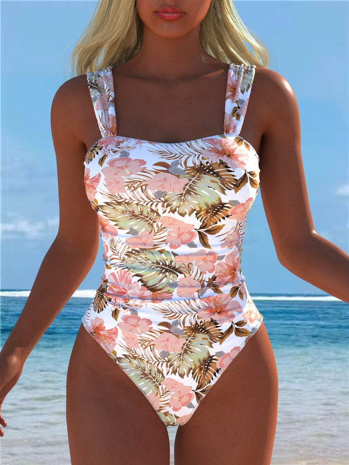 Damen Einteiliger Badeanzug mit floralen Akzenten und breiten Trägern Echo Archiv