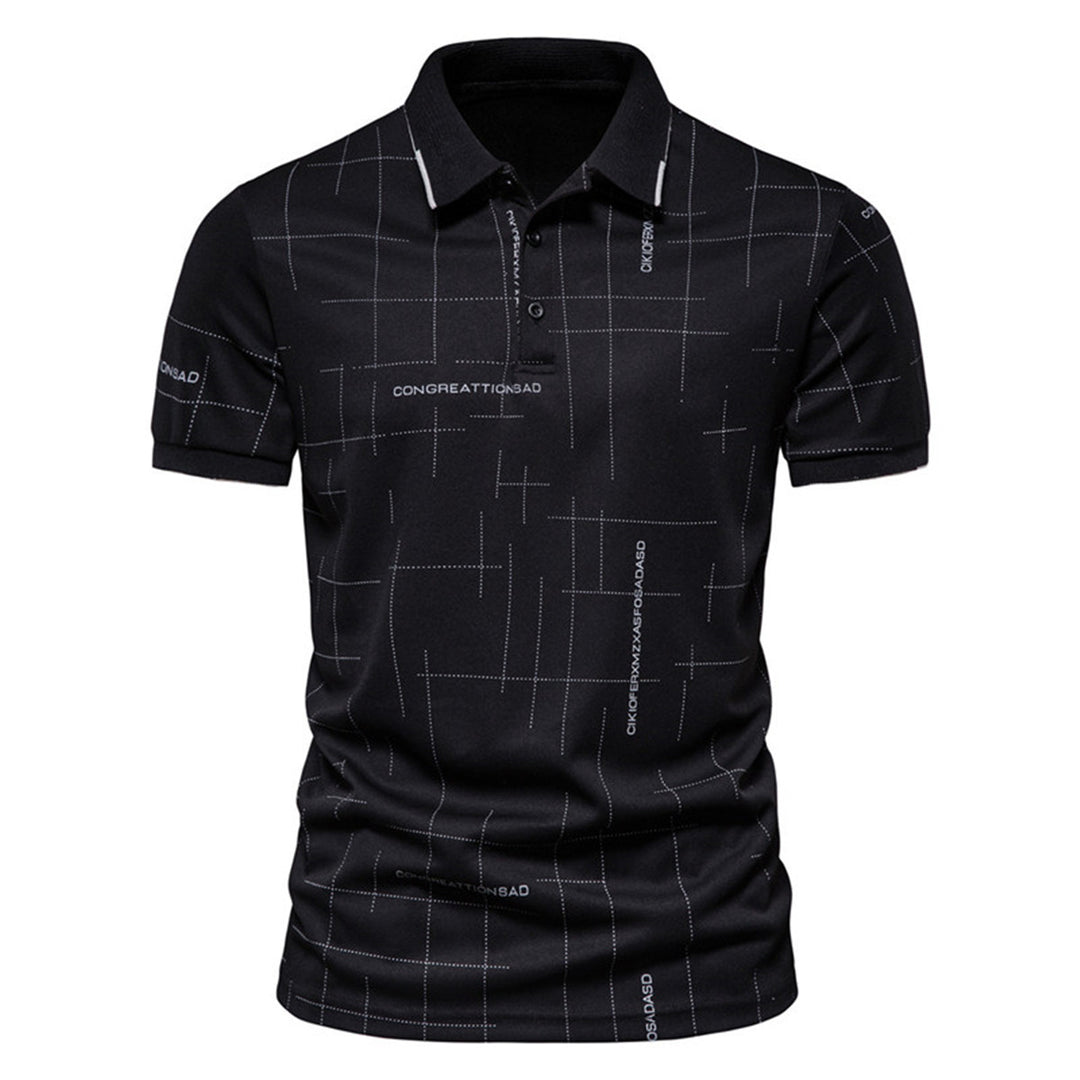Herren Poloshirt mit modernem grafischen Druck und atmungsaktiven Eigenschaften Echoarchiv