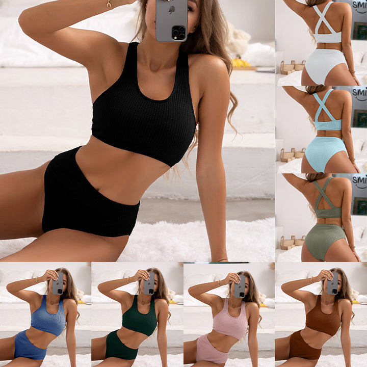 Damen Hochtailliertes Bikiniset mit sportlichem Design Echo Archiv