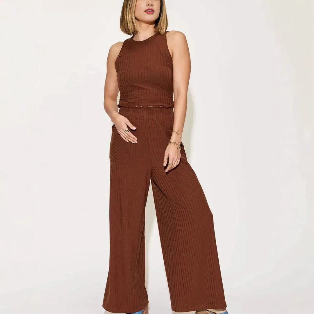 Damen lässiger Overall mit weitem Bein und praktischen Taschen Echo Archiv