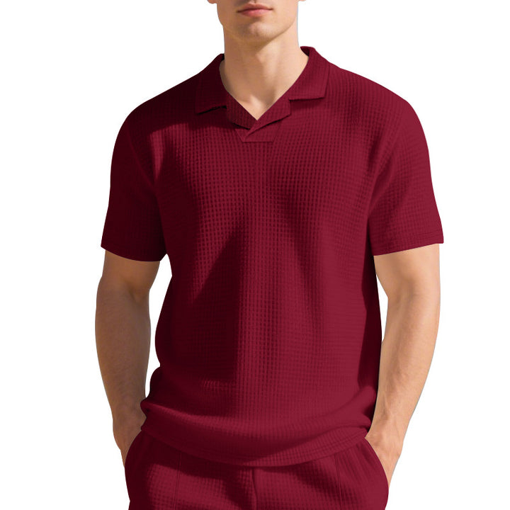 Herren Kurzarm Poloshirt mit strukturiertem Design und modernem Stehkragen Echoarchiv
