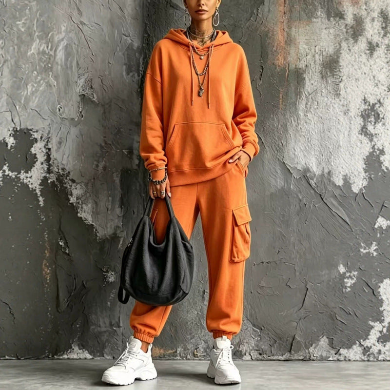 Damen Oversize Hoodie- und Cargo-Jogger-Set aus French Terry – Auréline
