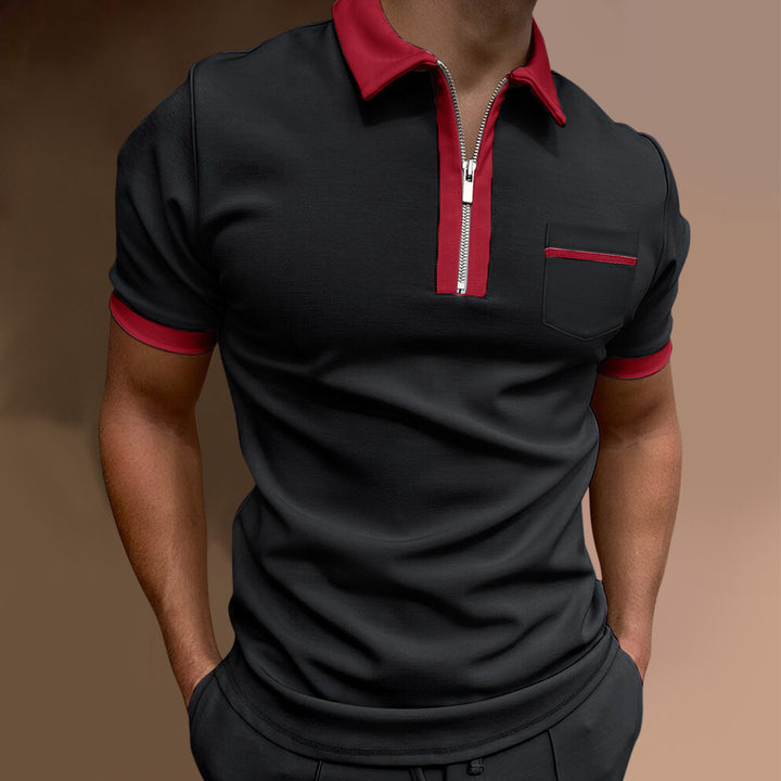 Herren Zip-Front Stilvolles Poloshirt Echoarchiv