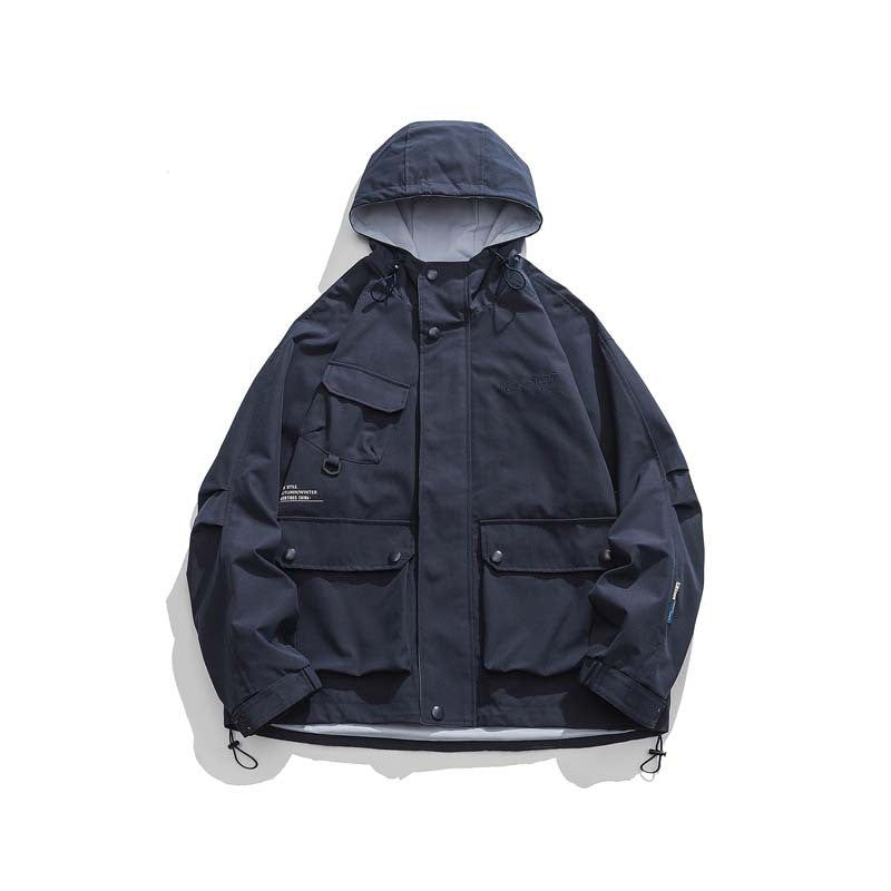 Unisex Oversize-Utility-Jacke mit Kapuze, multifunktionalen Pattentaschen und Kordelzug Echo Archiv