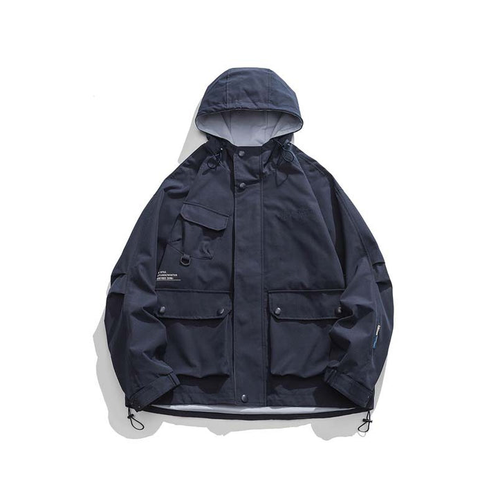 Unisex Oversize-Utility-Jacke mit Kapuze, multifunktionalen Pattentaschen und Kordelzug Echo Archiv
