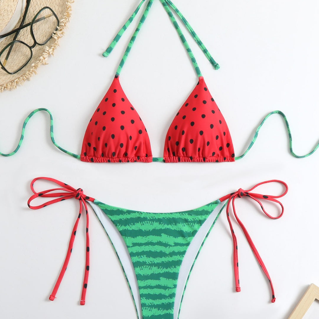 Damen Bikini-Set mit Wassermelonen-Muster und verstellbaren Bändern Echo Archiv