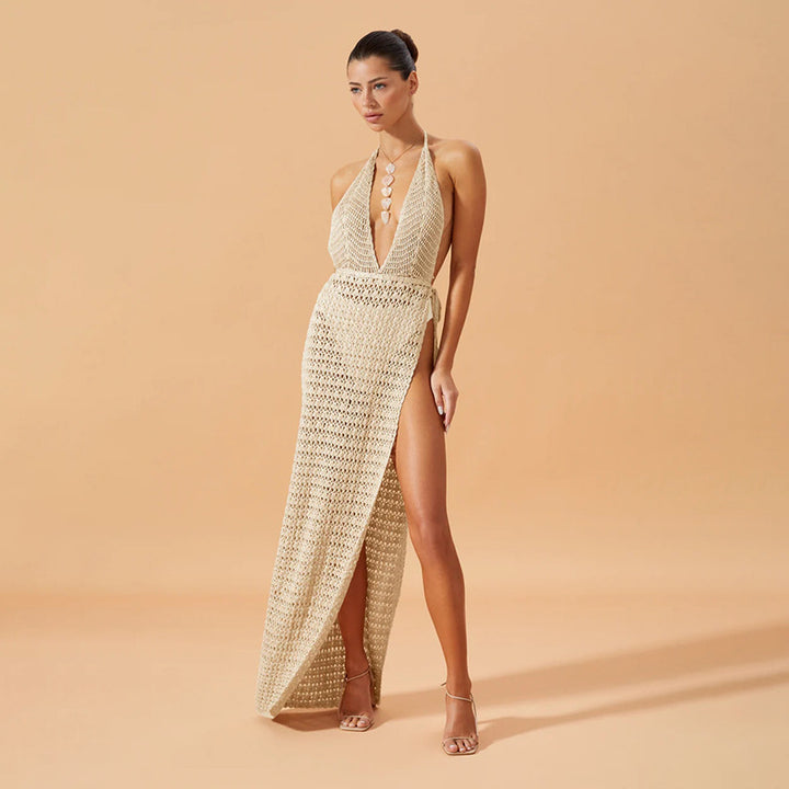 Damen figurbetontes Netzkleid mit raffiniertem Muster Echo Archiv