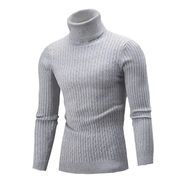 Herren Eleganter Strickpullover mit Stehkragen und feinem Zopfmuster Echoarchiv