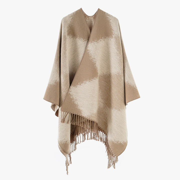 Damen Kaschmiroptik-Cape im Kimono-Schnitt mit feinem Fransensaum Echo Archiv