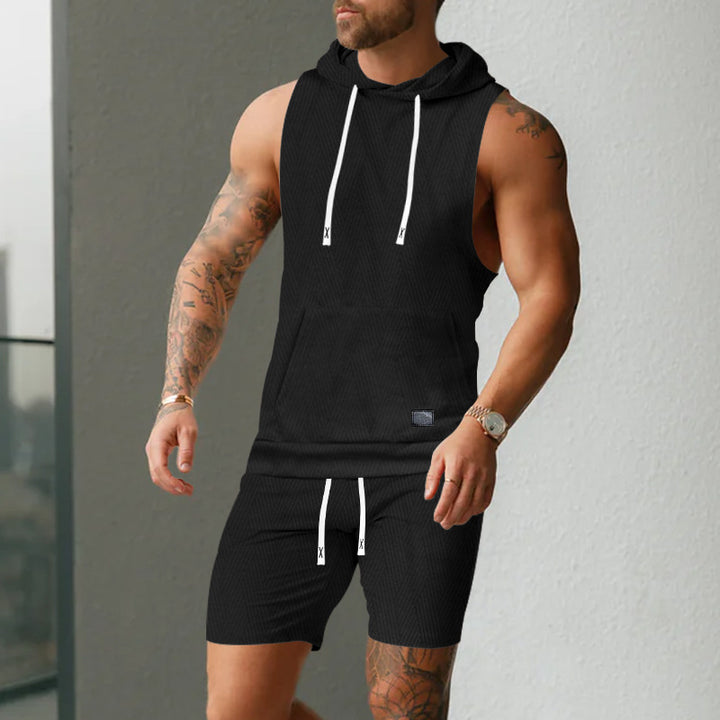Herren Sportliches Kurzarm-Hoodie-Set Echoarchiv