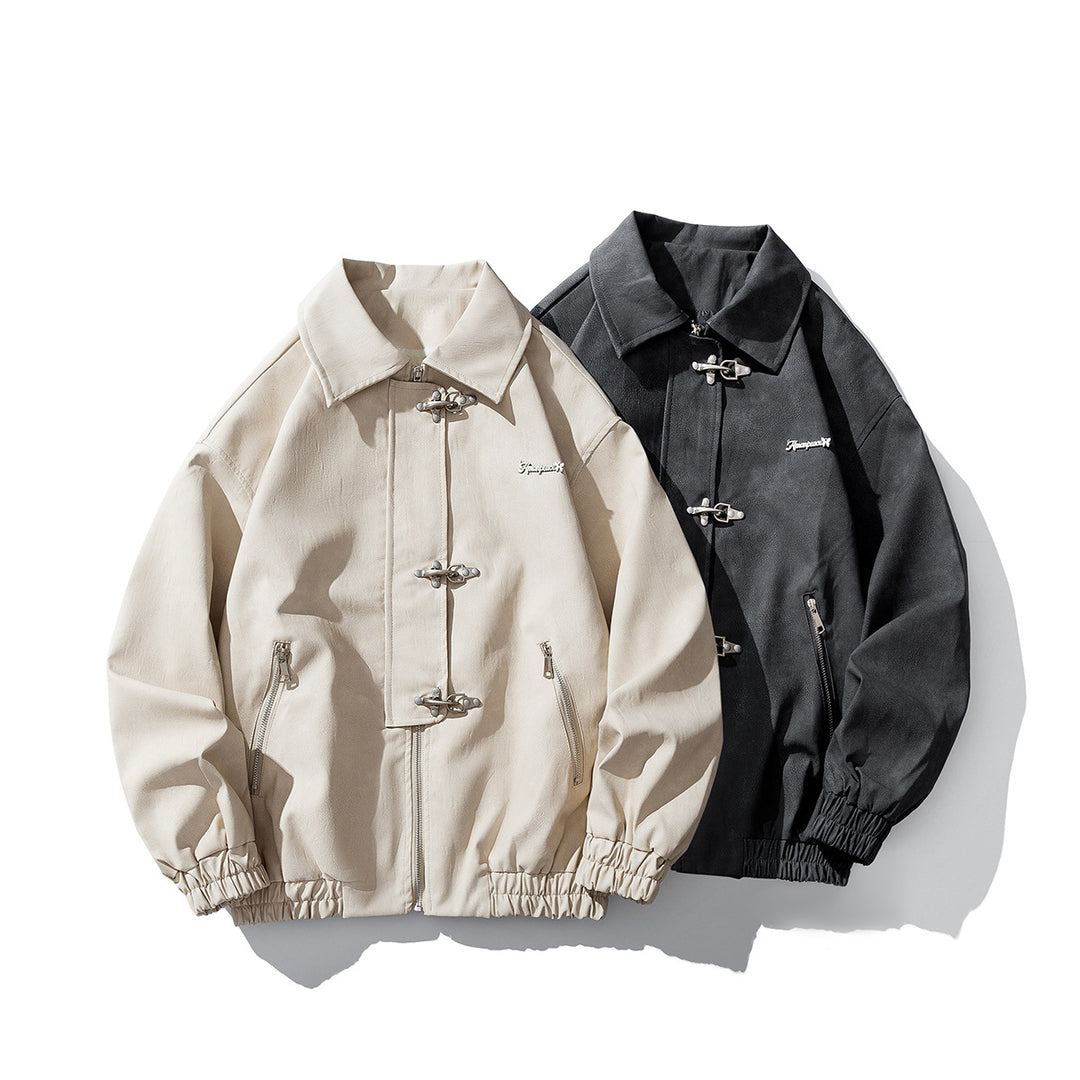 Herren Oversize Veloursjacke mit markanten Metallverschlüssen und Reißverschlusstaschen Echo Archiv