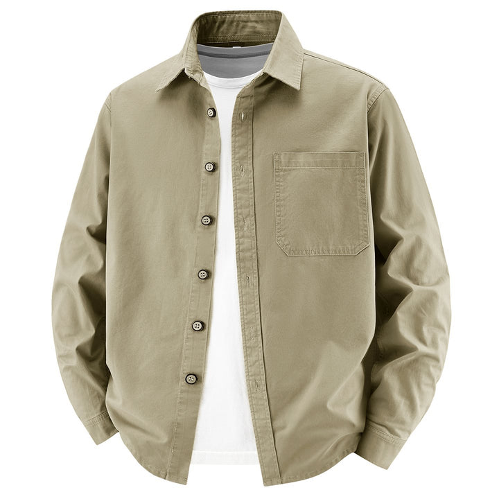 Herren lockere Overshirt-Jacke aus Baumwollmix mit Brusttasche und durchgehender Knopfleiste Echo Archiv