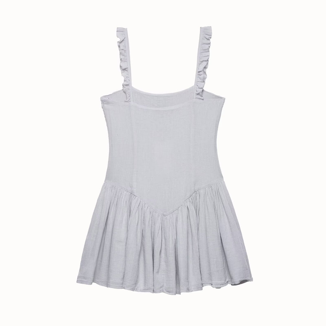 Damen luftiges Babydoll-Kleid mit Rüschendetails und elastischer Taillierung Echo Archiv