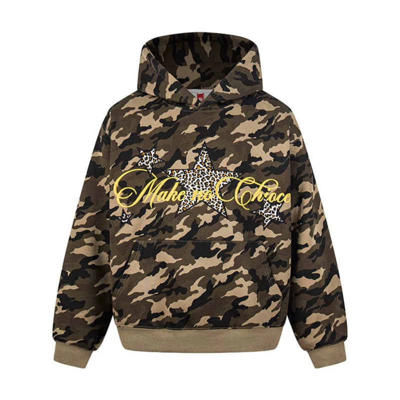 Damen Oversize Kapuzenpullover mit Kängurutasche und Leo‑Stern‑Print Echoarchiv
