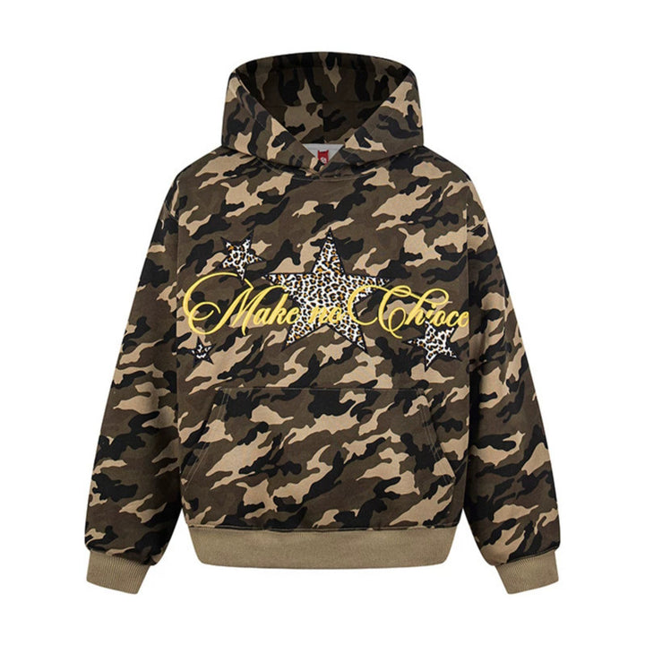 Damen Oversize Kapuzenpullover mit Kängurutasche und Leo‑Stern‑Print Echoarchiv
